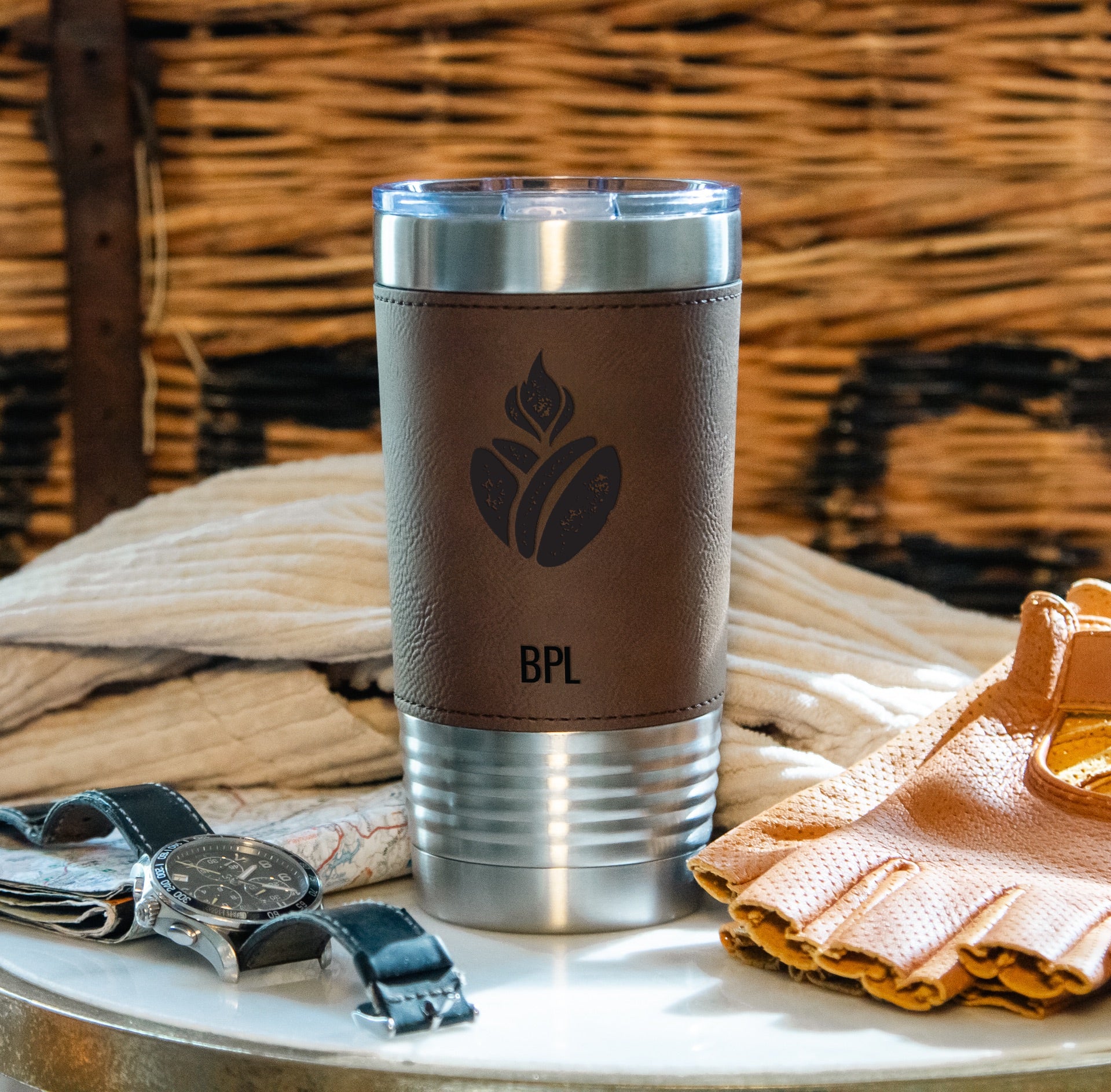 Catholic Coffee Leather Tumbler