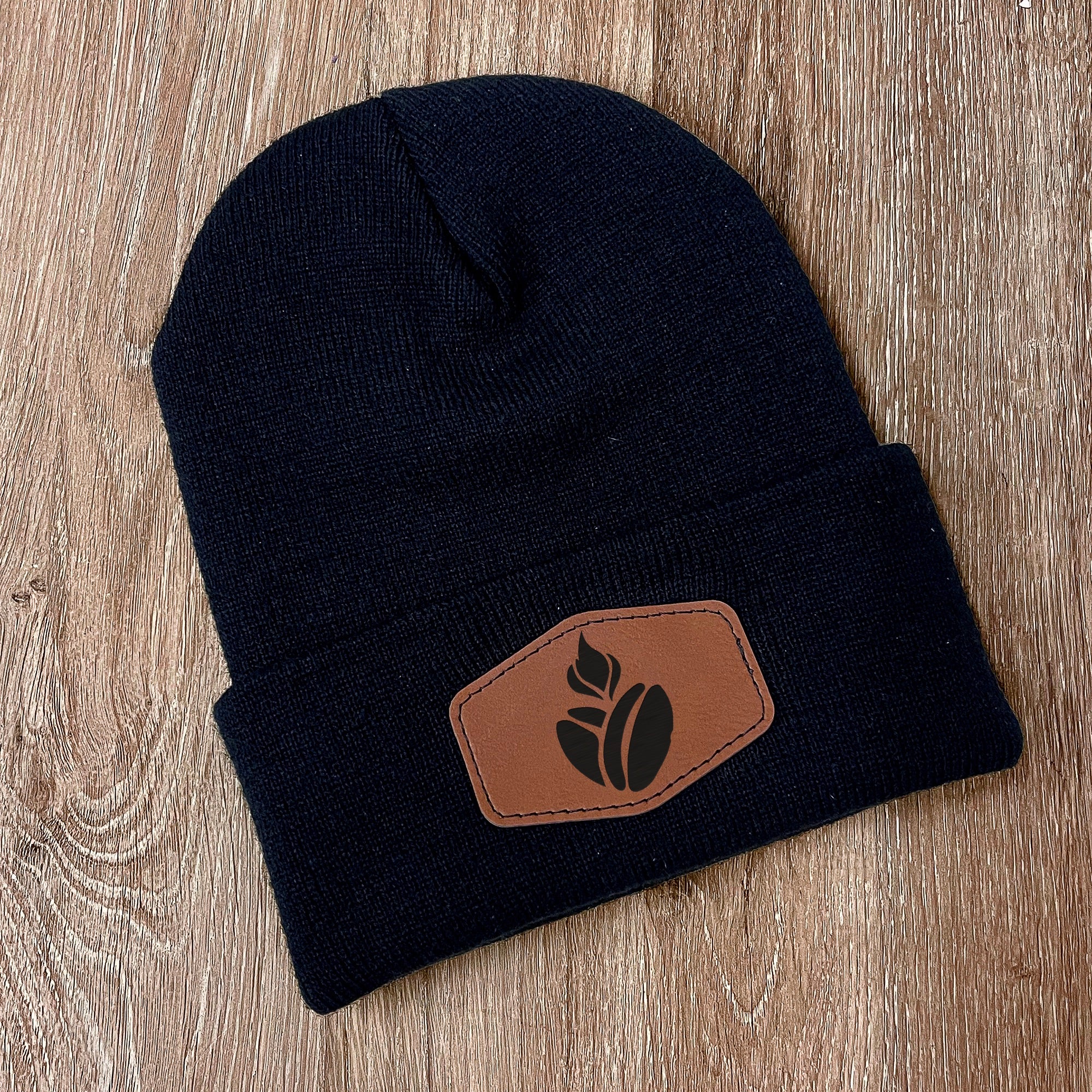 Catholic Coffee Logo Leather Patch Beanie