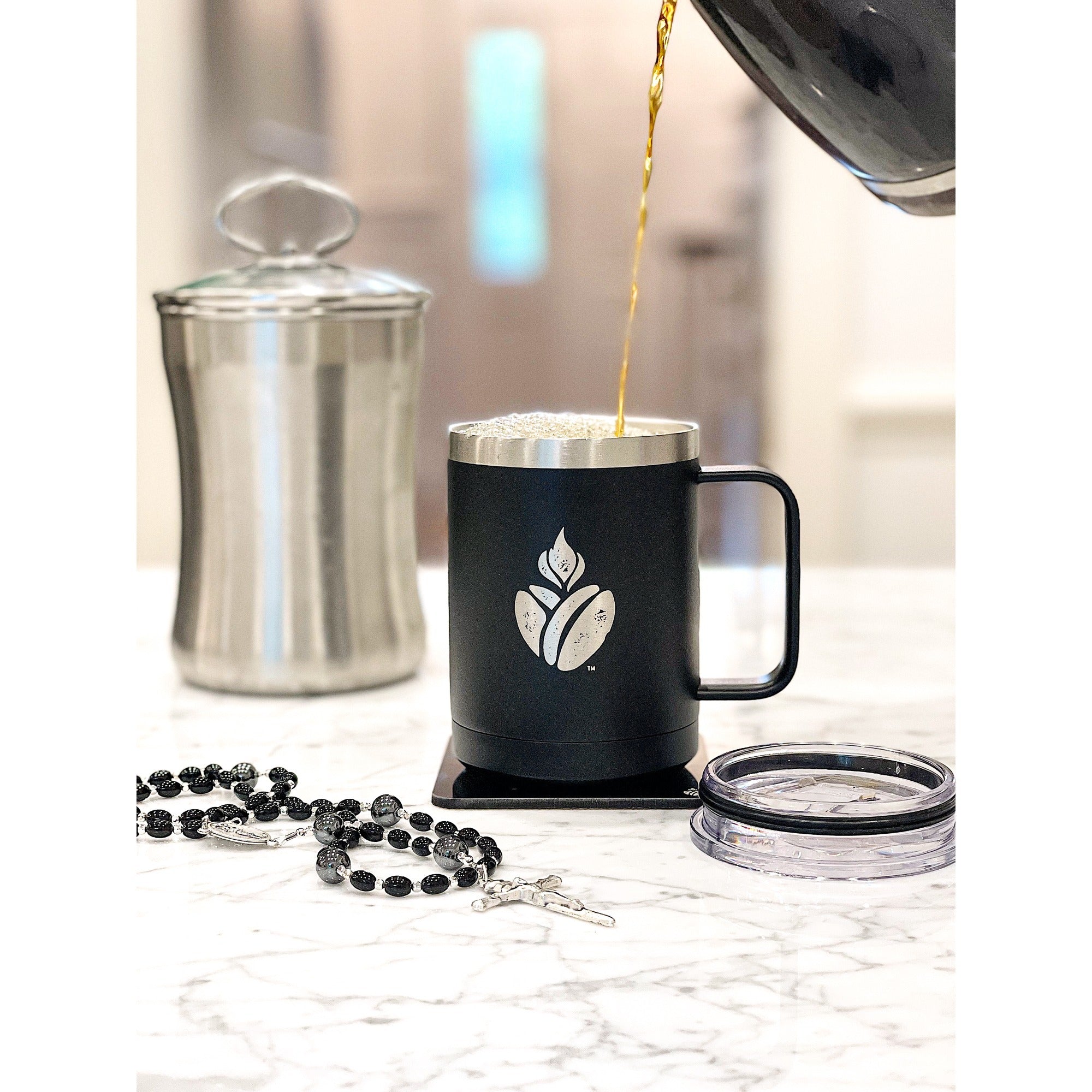 Catholic Coffee Black Travel Mug