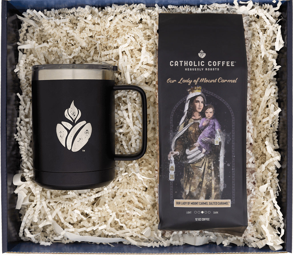 OL Mount Carmel Caramel Coffee and Travel Mug Gift Set - Ground