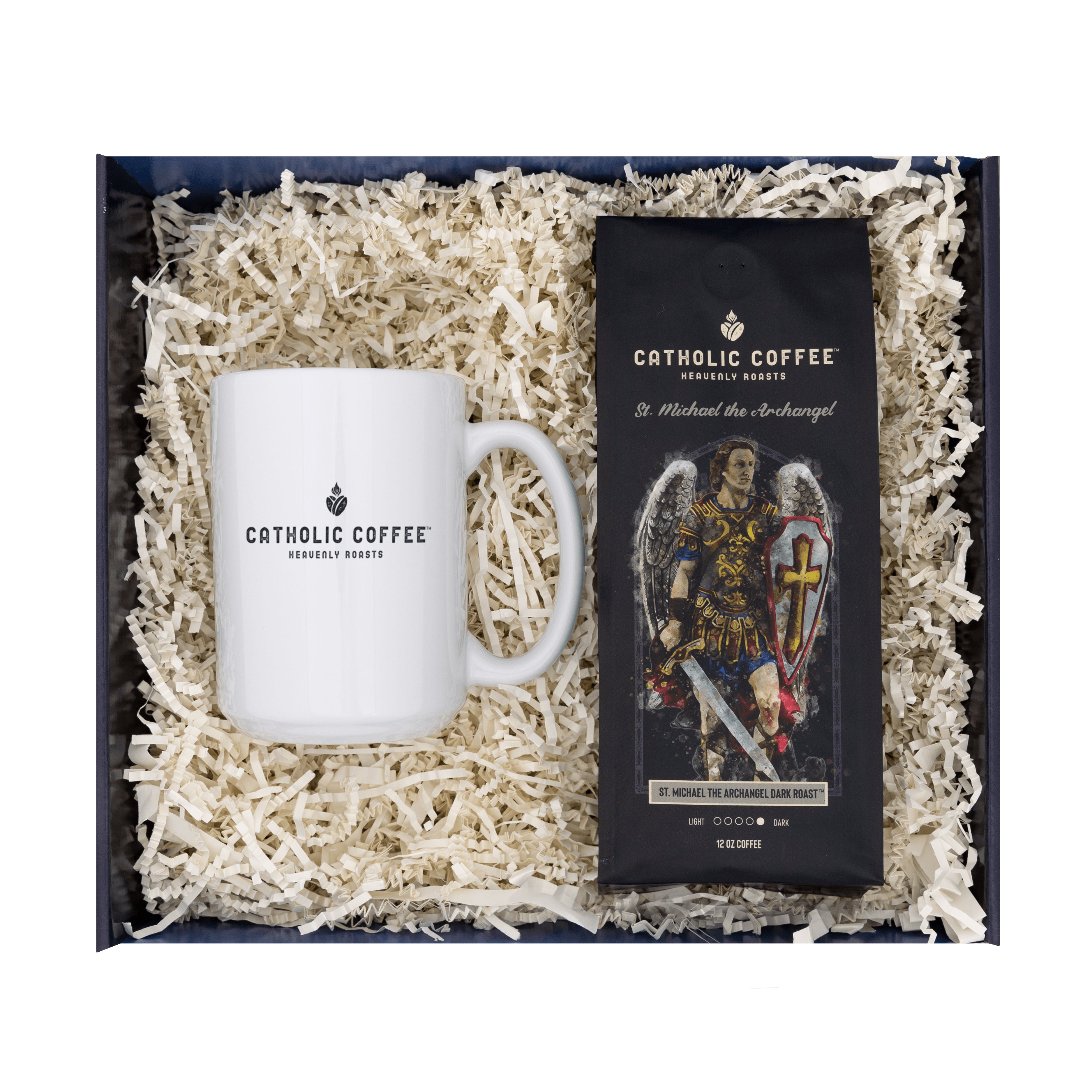 St. Michael the Archangel Dark Roast Coffee & White Mug Gift Se
