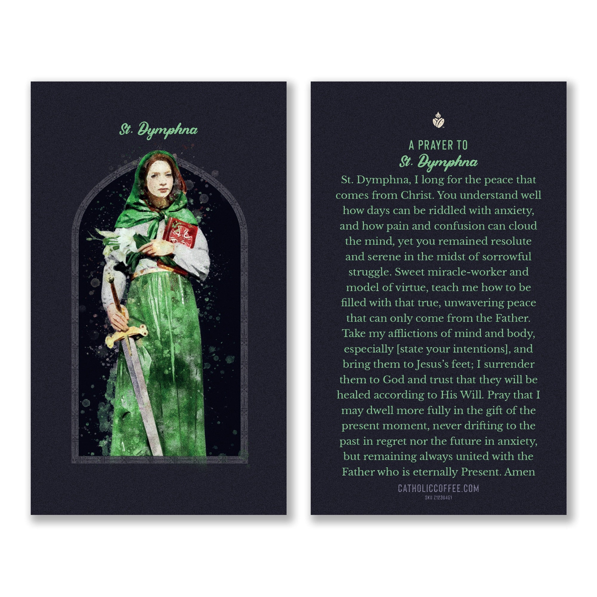 St Dymphna Prayer Card - Pack of 3