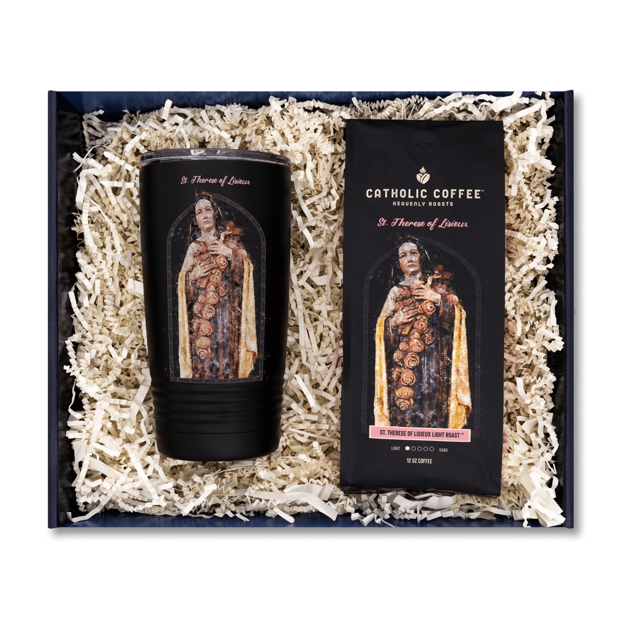 St. Therese of Lisieux Light Roast Coffee and Tumbler Gift Set - Ground