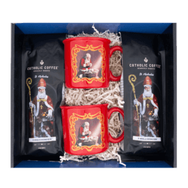 St. Nicholas Christmas Blend & 2 Kneeling Santa Mugs Gift Set