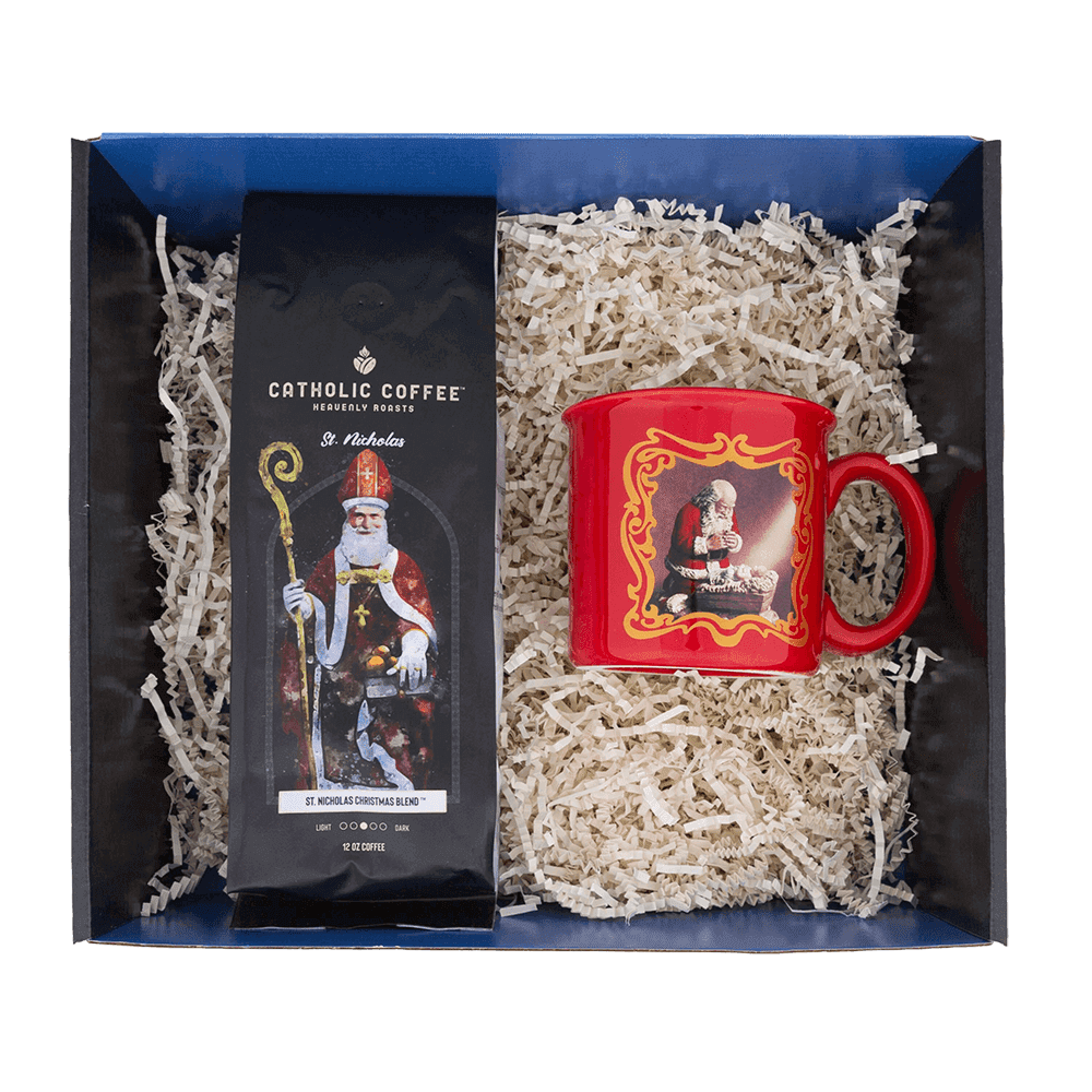 St. Nicholas Christmas Blend and Kneeling Santa Mug Gift Set